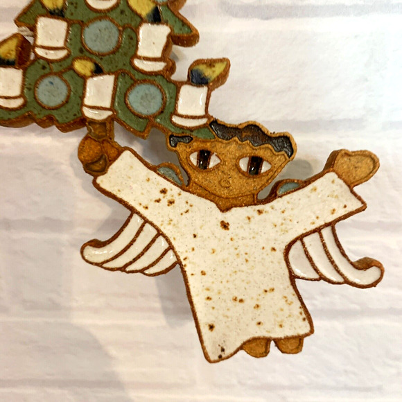 Vintage St. Andrews Abbey Angel Ornament Pottery Stoneware Christmas Tree - Picture 2 of 5